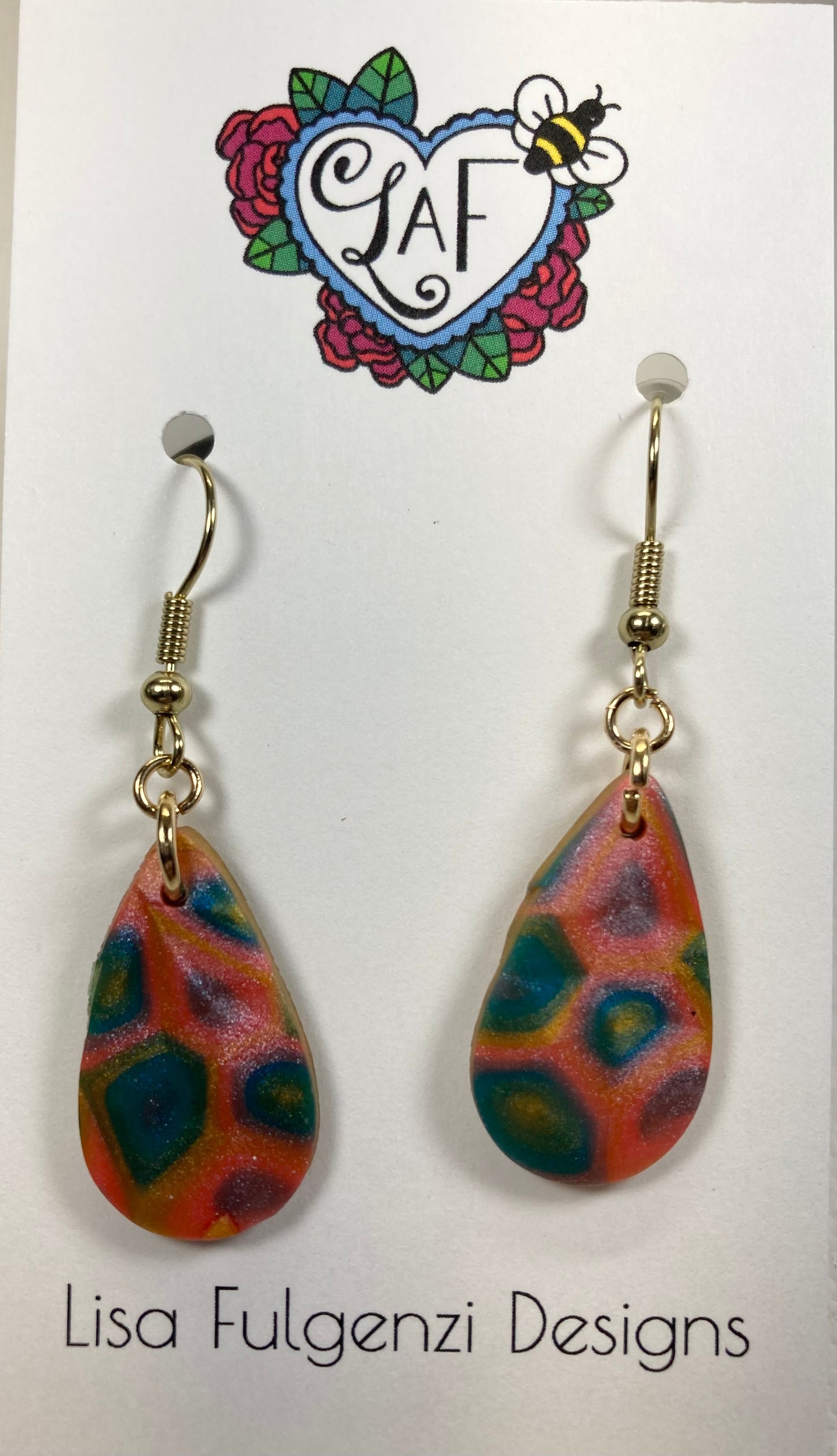 Teardrop Multicolor Metallic Blend Small Dangle Earrings