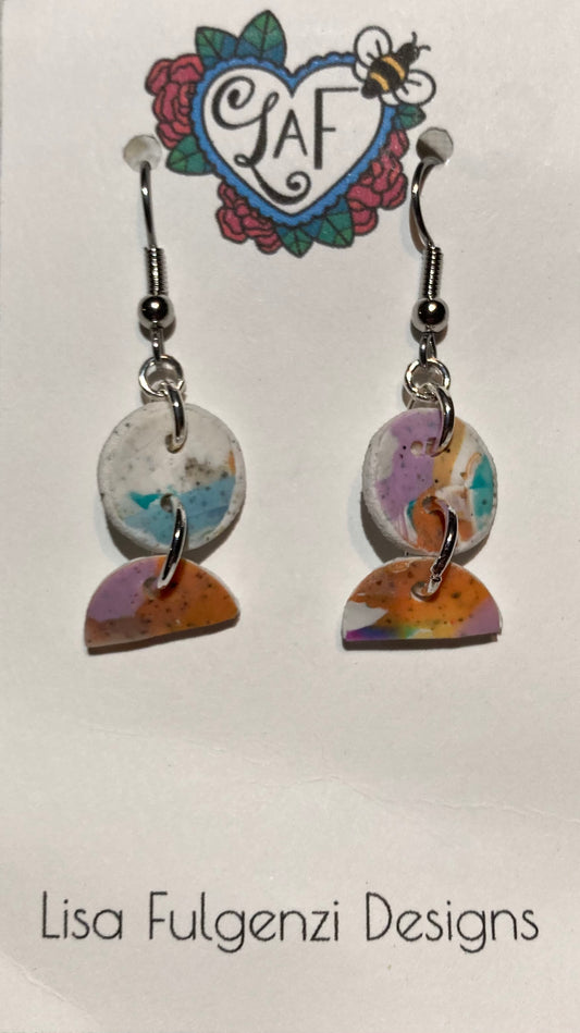 Original Inspired Teal and Purple Shapes Earrings