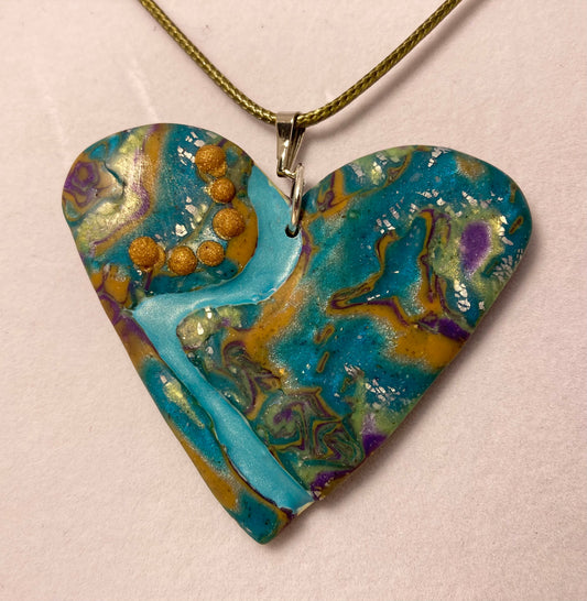 Beautiful Broken Hearts S Teal River Large Pendant