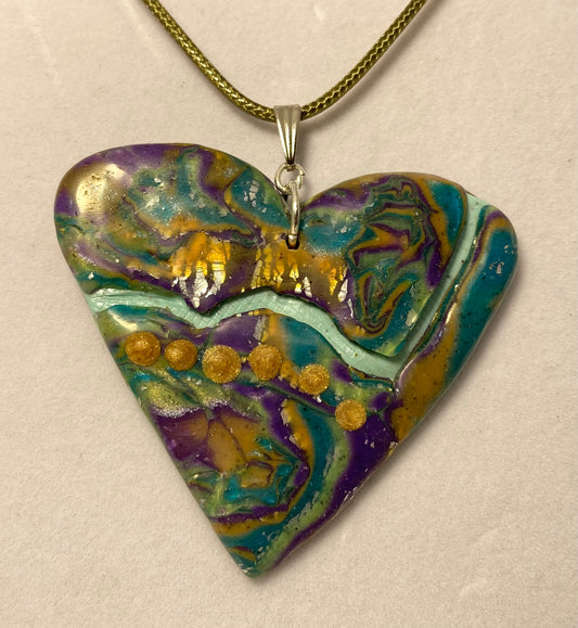 Beautiful Broken Hearts M Teal River Large Pendant