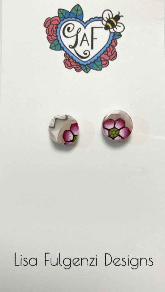 Floral Pink Mini Stud Earrings