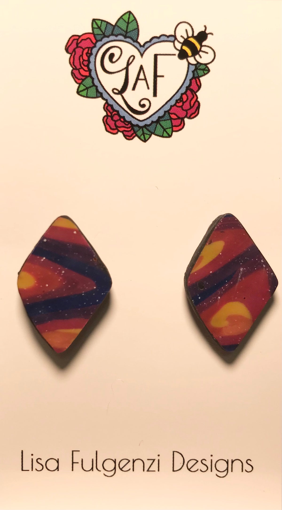 Diamond Yellow and Purple Blend Stud Earrings