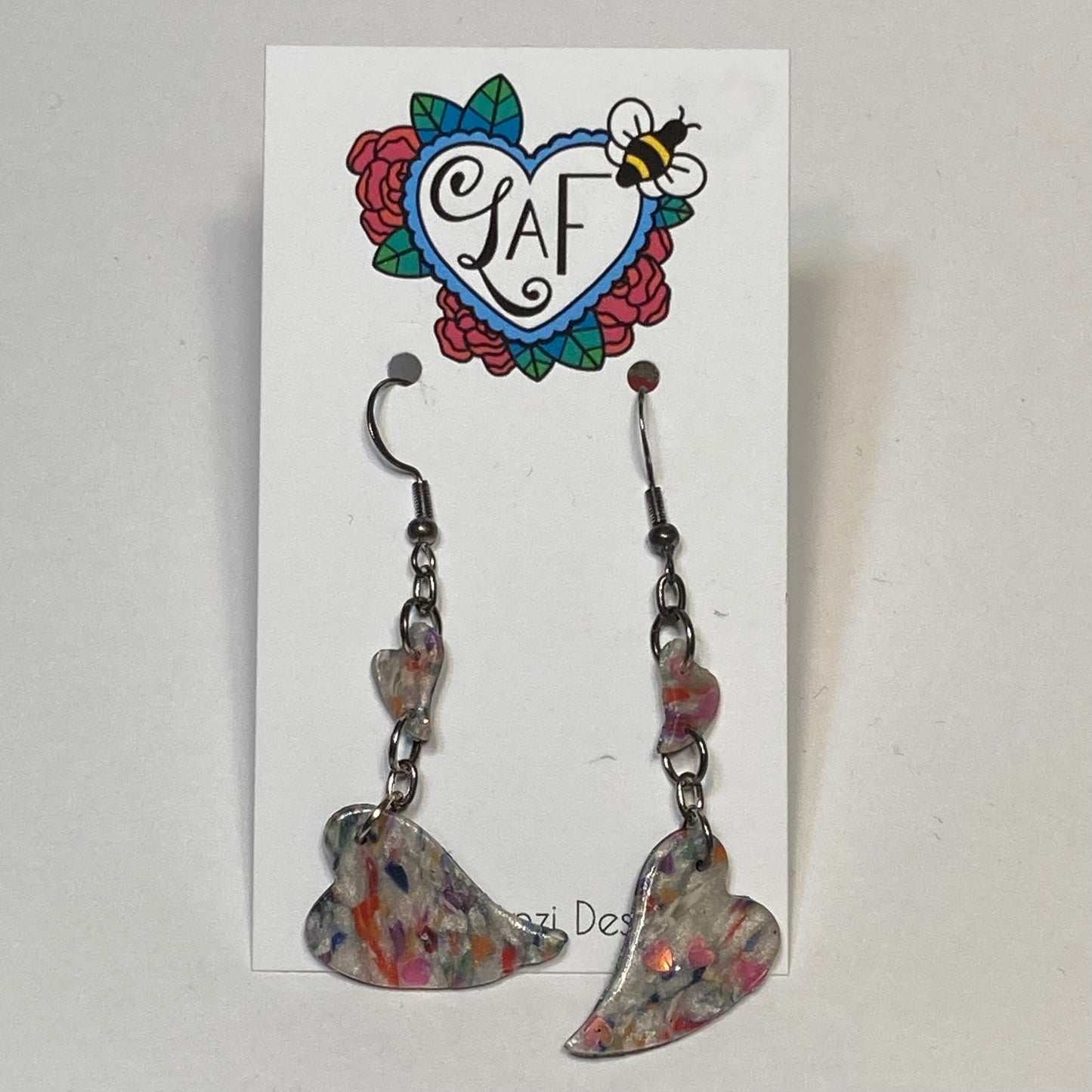 Galaxy Double Heart Sprinkles Drop Earrings