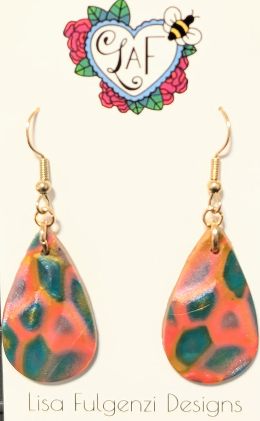 Teardrop Multicolor Metallic Blend Medium Dangle Earrings