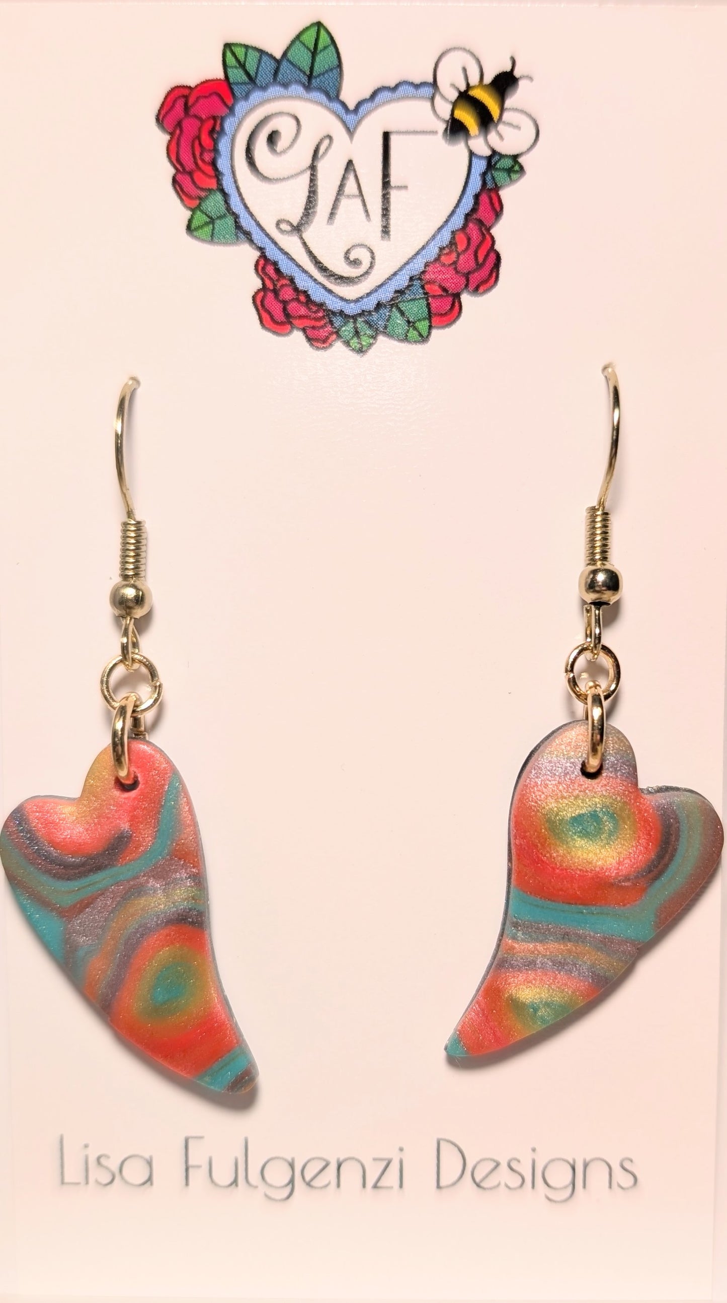 Heart Multicolor Metallic Blend Small Dangle Earrings