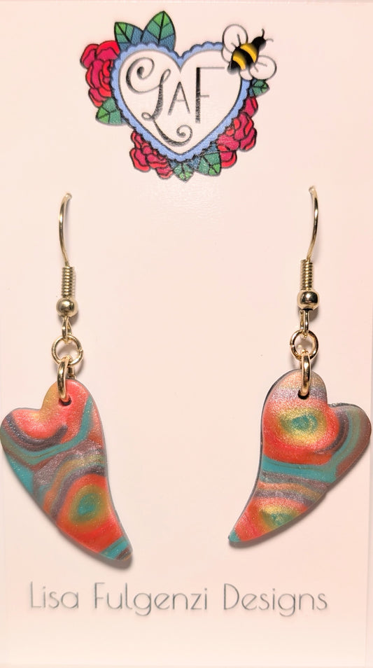 Heart Multicolor Metallic Blend Small Dangle Earrings