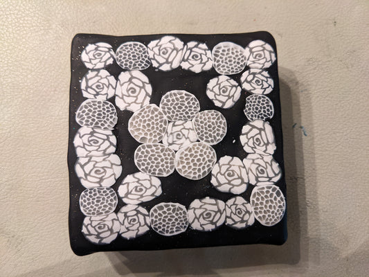 White Rose and Lace on Black Decorative Box