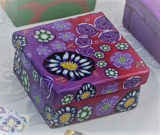 Close up of polymer clay box