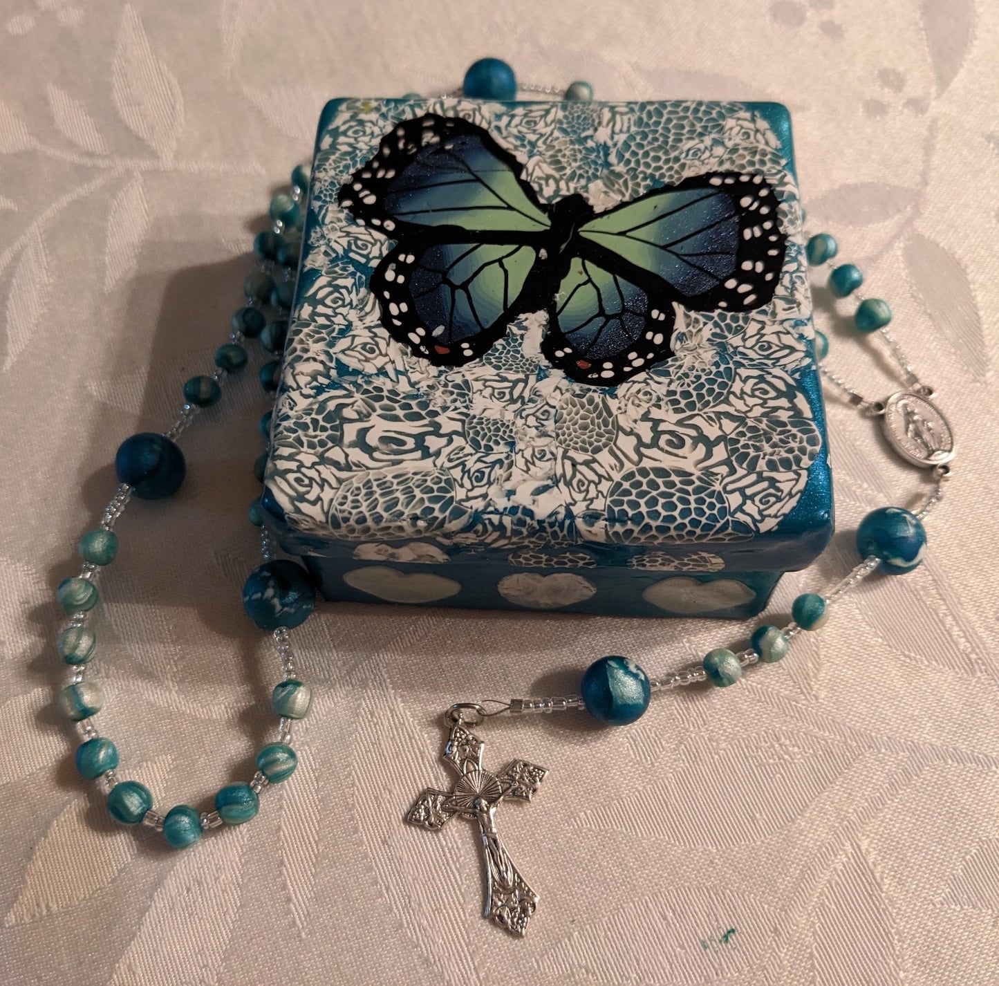 Sapphire Butterfly Decorative Box and Rosary