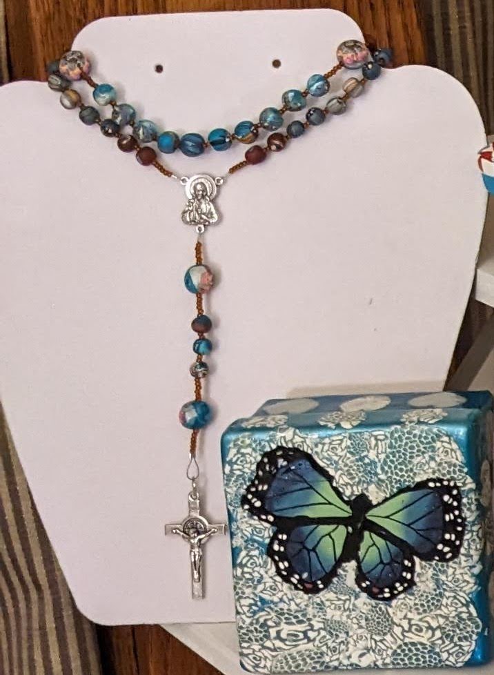 Sapphire Butterfly Decorative Box and Rosary