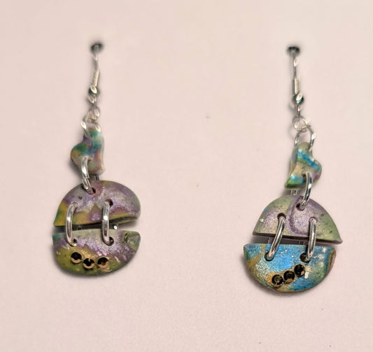 Beautiful Hearts and Half Circles Drop Earrings