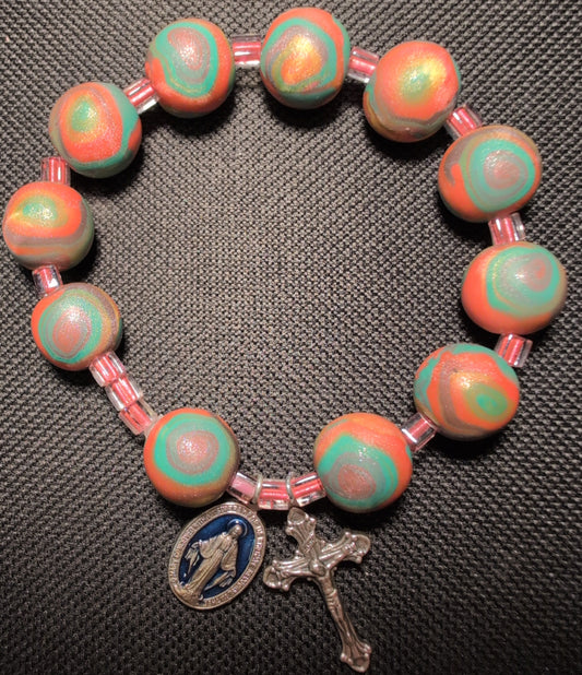 Multicolor Metallic Blend Rosary Bracelet